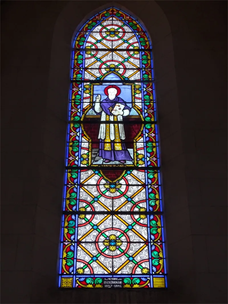 Vitrail Baie O : St-François de Sales dans l'Église Saint-Aubin de Croix-Mare