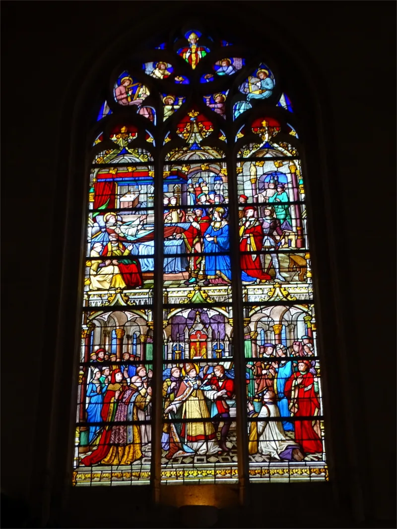 Vitrail Baie 11 : St Prétextat assassiné par Frédégonde dans l'Église Saint-Godard de Rouen