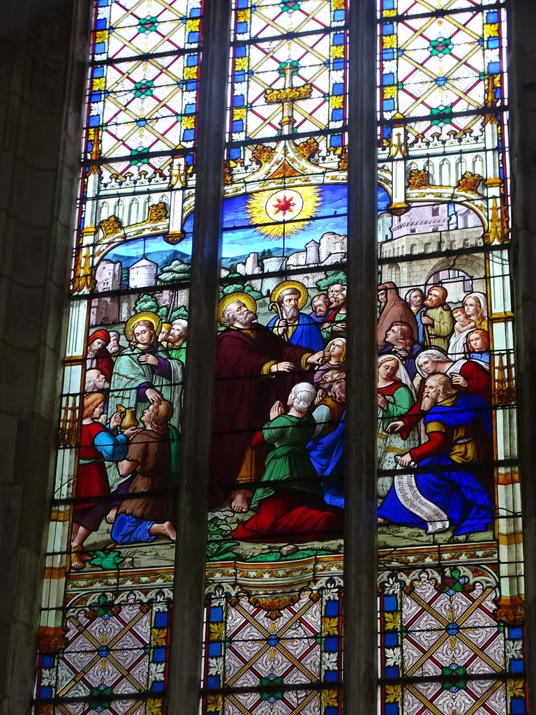 Vitrail Baie 12 : La confirmation, Le Christ envoie les Apôtres en Mission dans l'Église de La Bouille