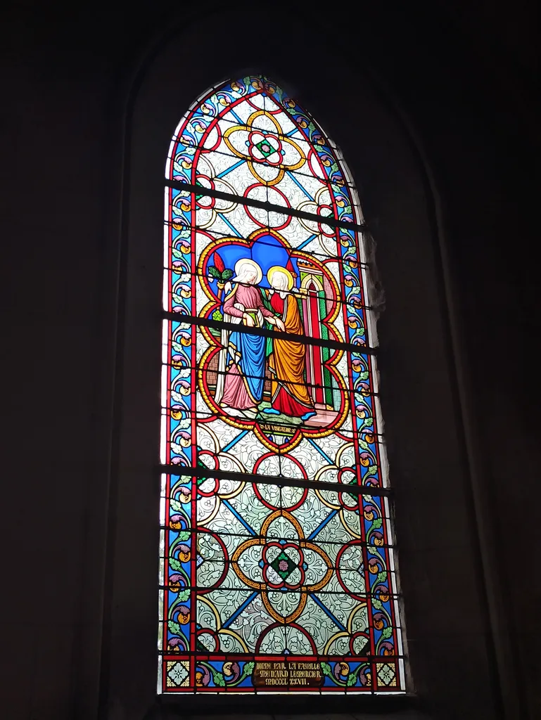 Vitrail Baie 3 : La Visitation dans l'Église Saint-Éloi de Forges-les-Eaux