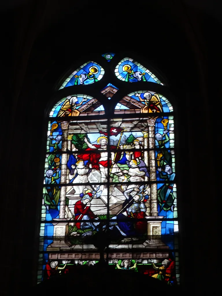 Vitrail Baie 8 : Résurrection du Christ, apparition du Christ à Marie-Madeleine dans l'Église Saint-Patrice à Rouen