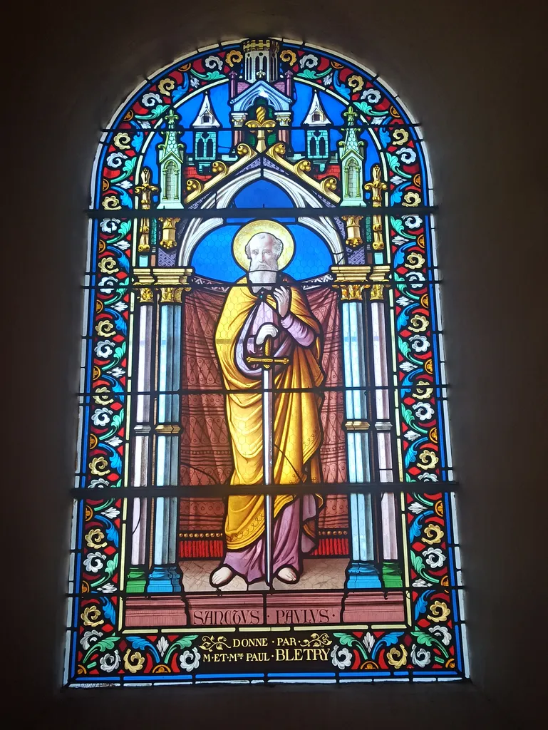 Vitrail Baie 7 : Sanctus-Paulus de l'Église Saint-Médard de Varneville-Bretteville