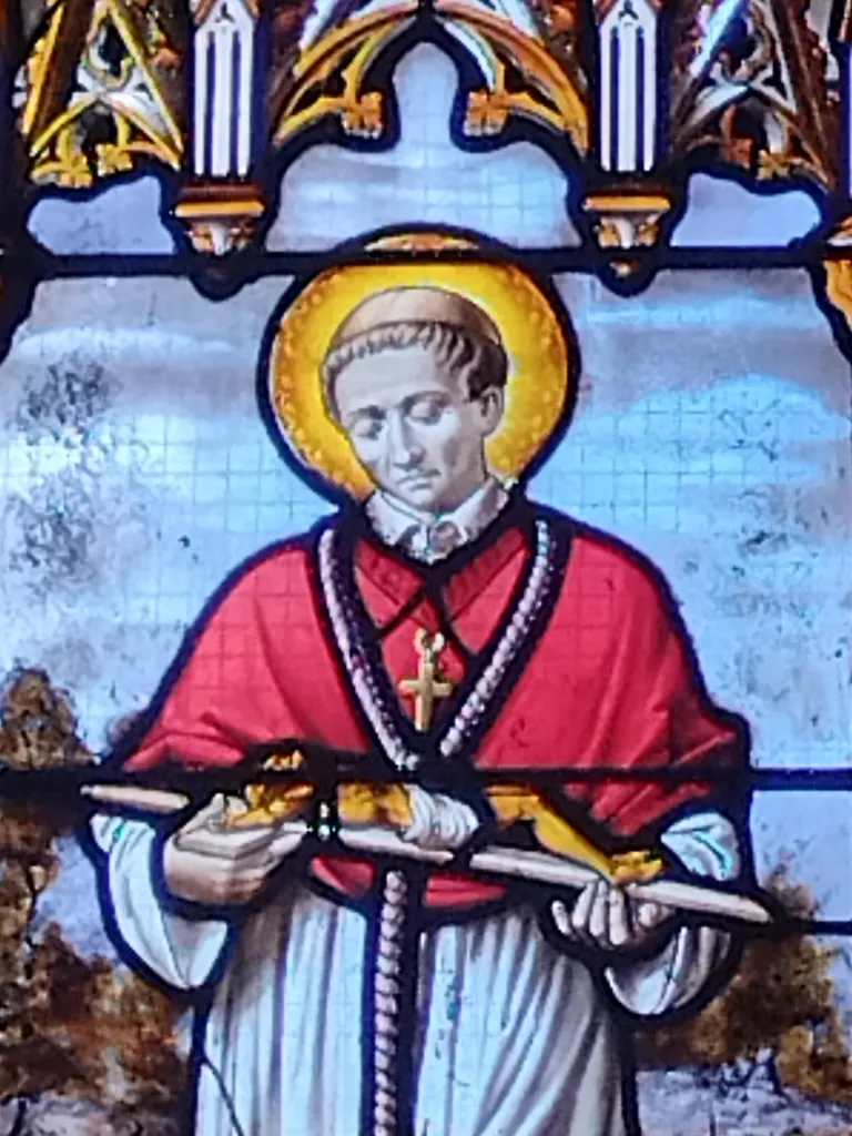 Vitrail Baie 3 : St-Charles-Borrommée dans l'Église Saint-Léger à Saint-Léger-aux-Bois