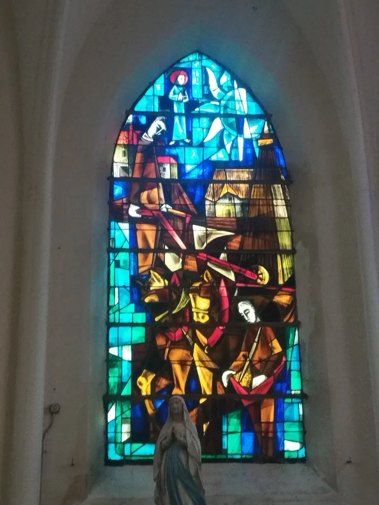 Vitrail Baie 1 : Isidore dans l'Église Notre-Dame à Campneuseville