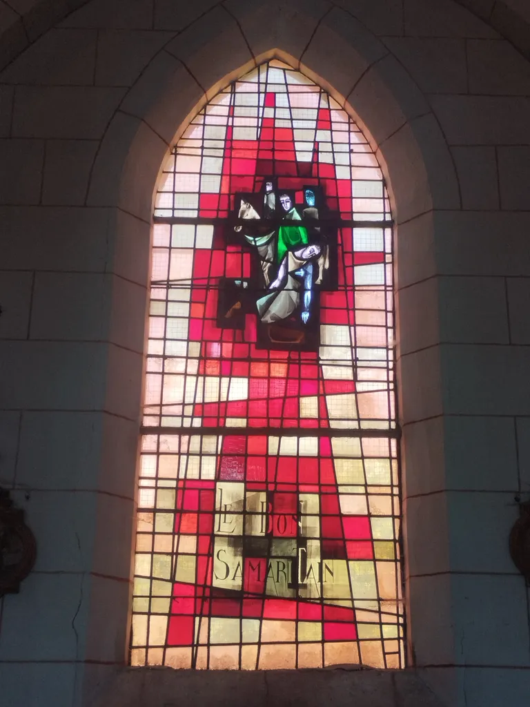 Vitrail Baie 9 : Le Bon Samaritain dans l'Église Notre-Dame à Campneuseville