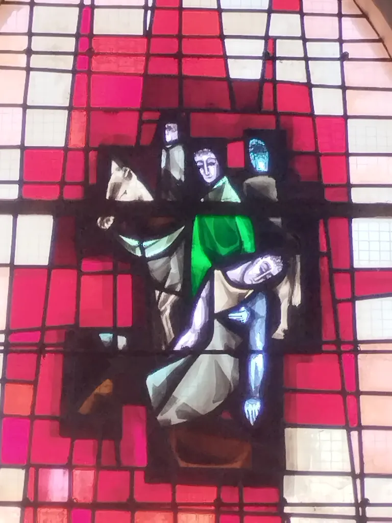 Vitrail Baie 9 : Le Bon Samaritain dans l'Église Notre-Dame à Campneuseville