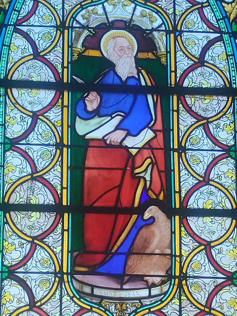 Vitrail Baie 1 : Saint-Jean dans l'Église Saint-Jean-Baptiste d'Harcanville
