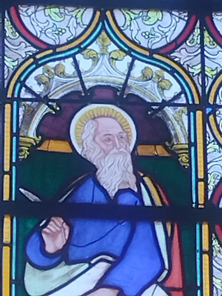Vitrail Baie 1 : Saint-Jean dans l'Église Saint-Jean-Baptiste d'Harcanville