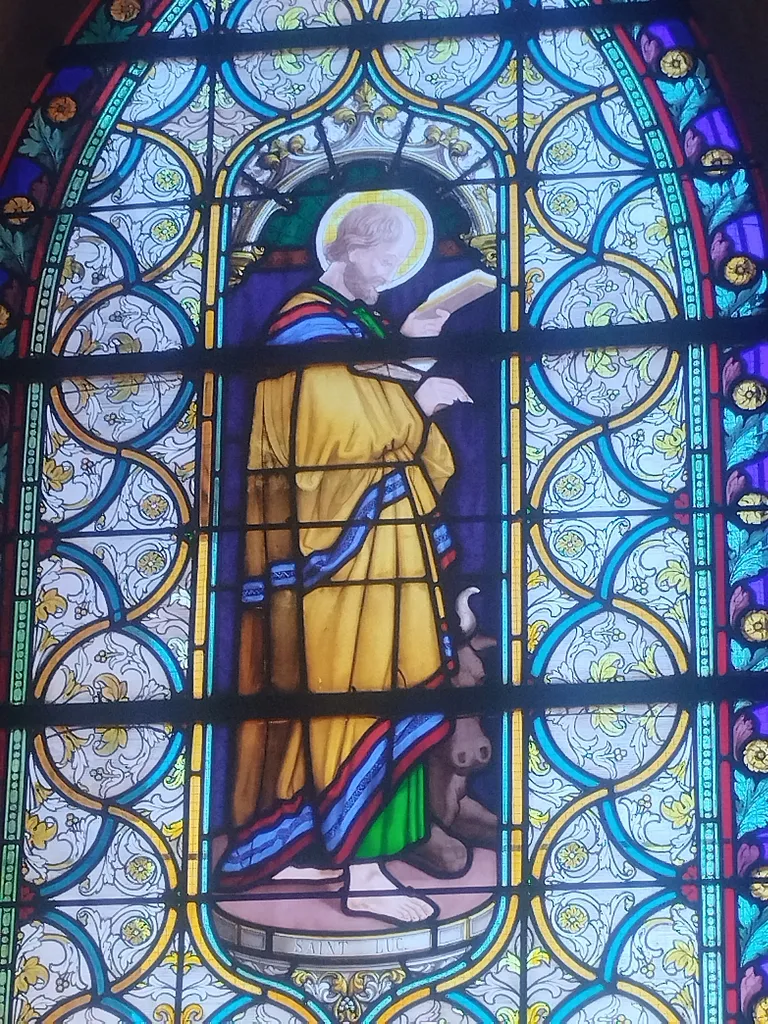 Vitrail Baie 3 : Saint-Luc dans l'Église Saint-Jean-Baptiste d'Harcanville