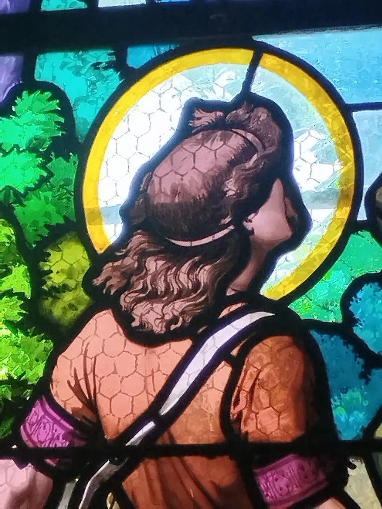 Vitrail Baie 4 : Vison de Saint-Hubert dans l'Église Saint-Denis du Hanouard