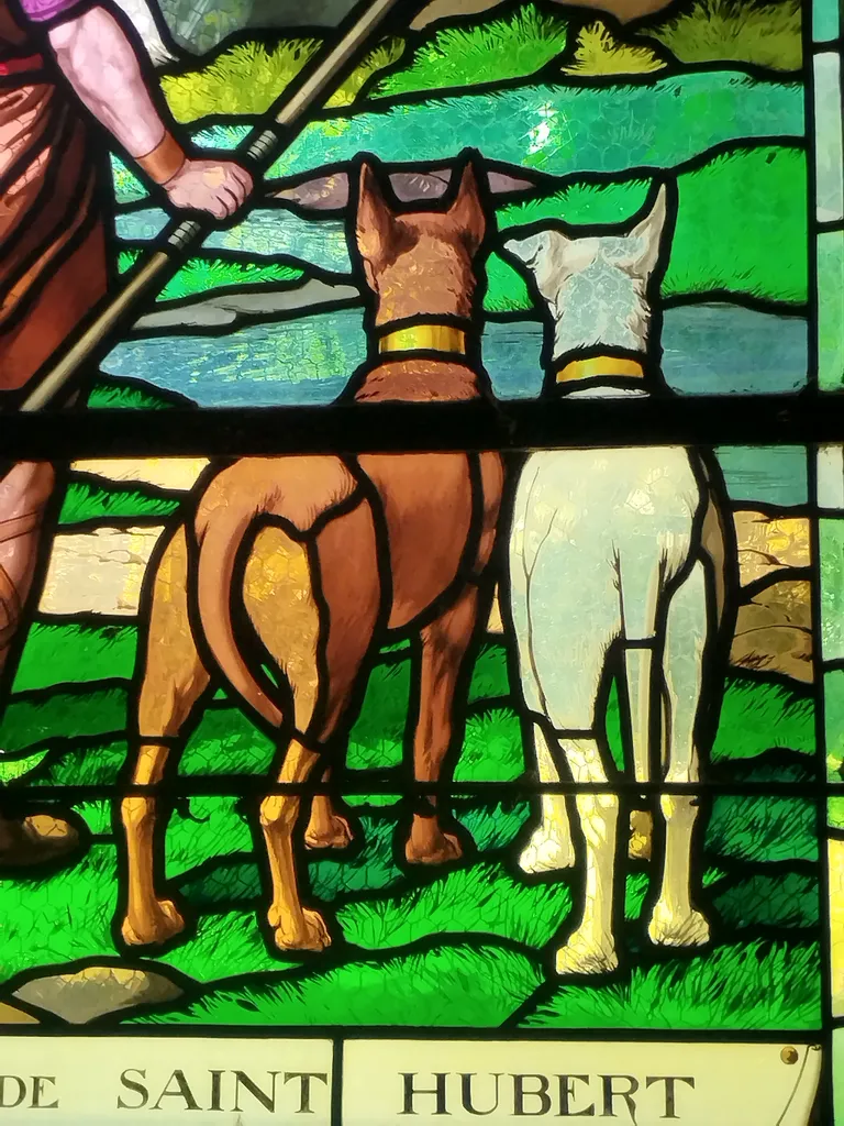 Vitrail Baie 4 : Vison de Saint-Hubert dans l'Église Saint-Denis du Hanouard