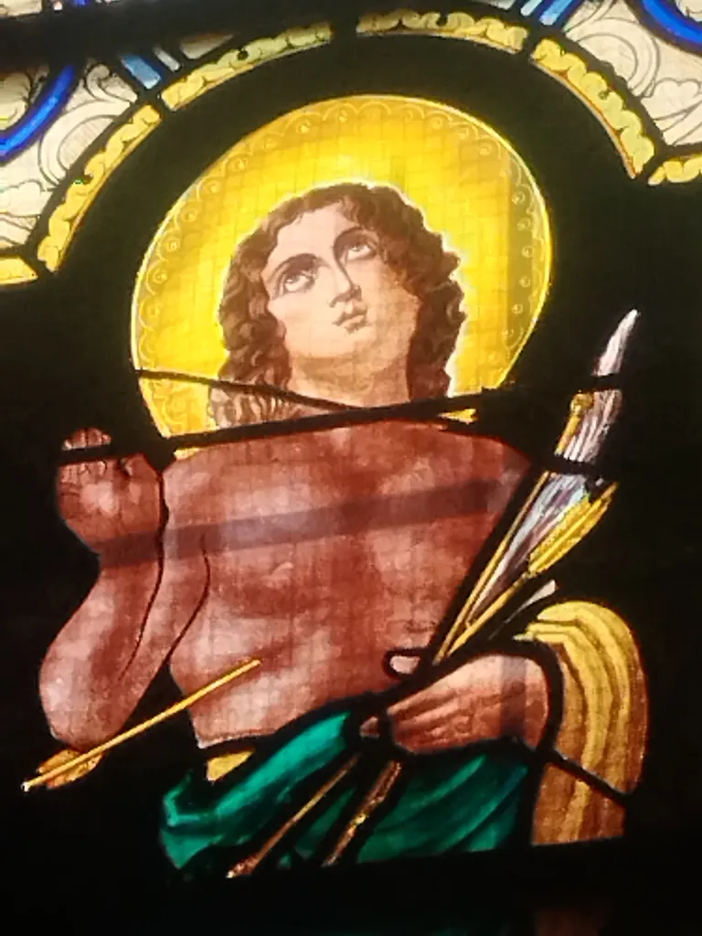 Vitrail Baie 10 : St-Sébastien dans l'Église Saint-Erkonwald à Gonfreville-l'Orcher